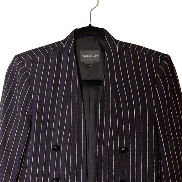 Club Monaco Women's Navy/ Black/Gold Striped Open Blazer- Size Small - Picture 5 of 11